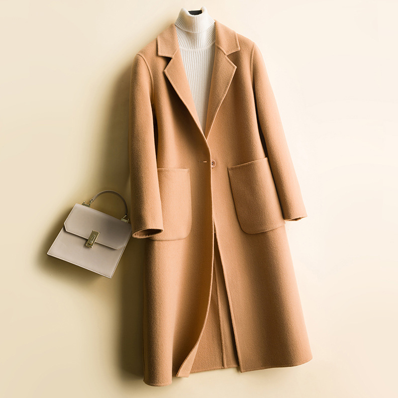 2025 New Autumn and Winter Double-Sided Woolen Outwear Women's Mid-Length Small Suit Woolen Outwear Loose Wool Outwear