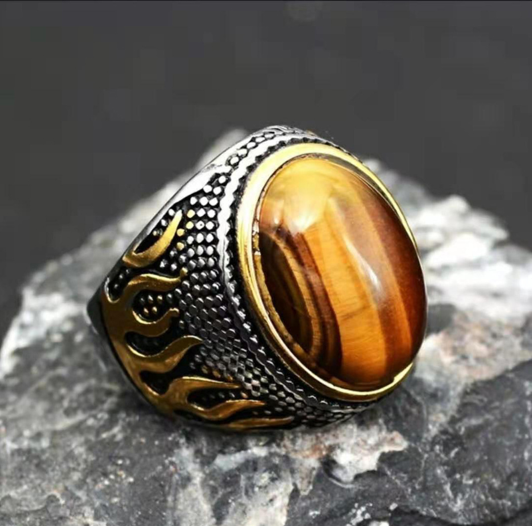 Retro Geometric Alloy Artificial Gemstones Men's Rings display picture 1