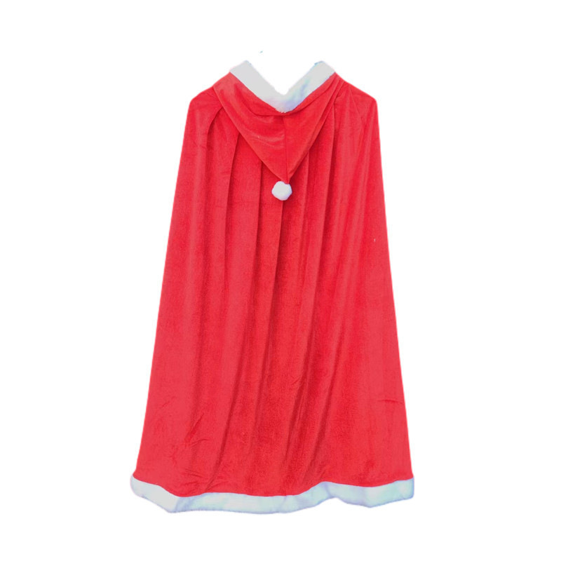 Children's Santa Claus Costume Red Gold Velvet Adult Christmas Cloak Party Performance Hooded Shawl Costume