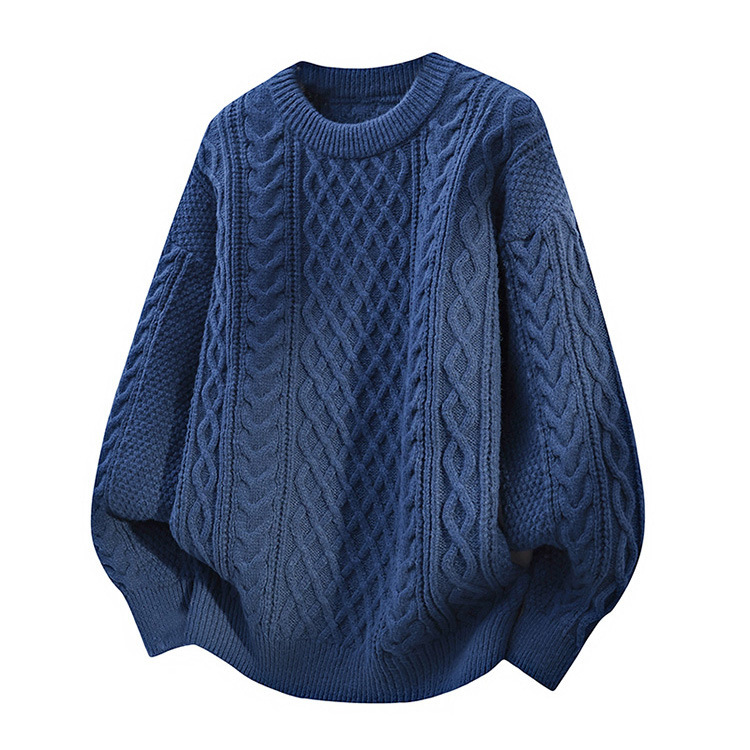 Unisex Oversized Knit Sweater – High-Collar & Round-Neck Fleece-Lined Pullover For Men & Women (S-2XL, 8 Colors, Soft Polyester)_voghion.com