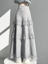 蕾丝花边糯米蛋糕裙半身裙女秋冬新款垂感软糯针织长裙叠穿内衬裙