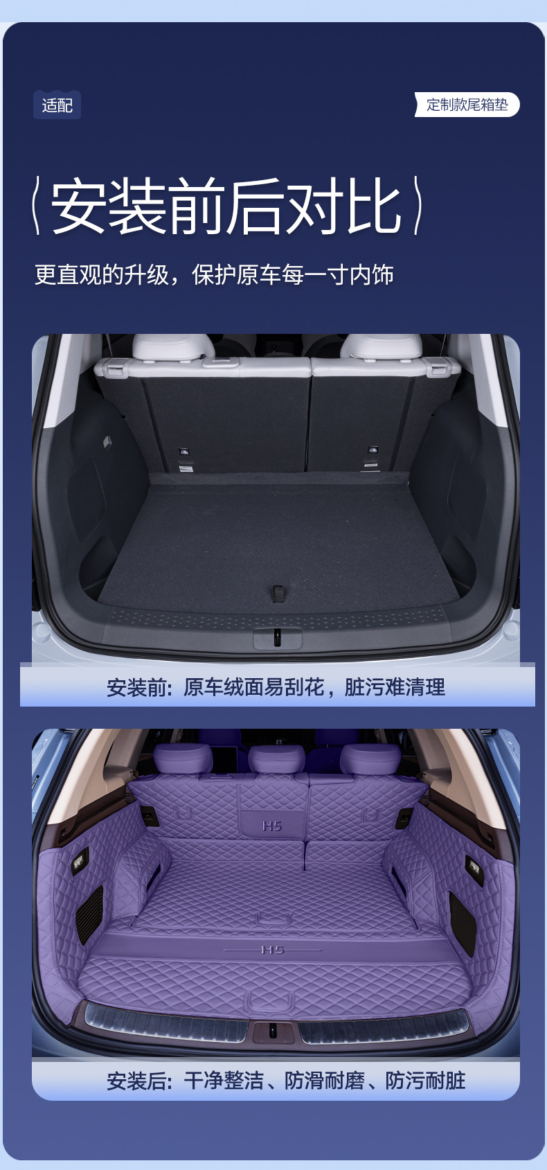 Suitable for 26 models of Shangjie H5, full-coverage trunk mat, specially designed for Shangjie H5, modified interior car trunk mat