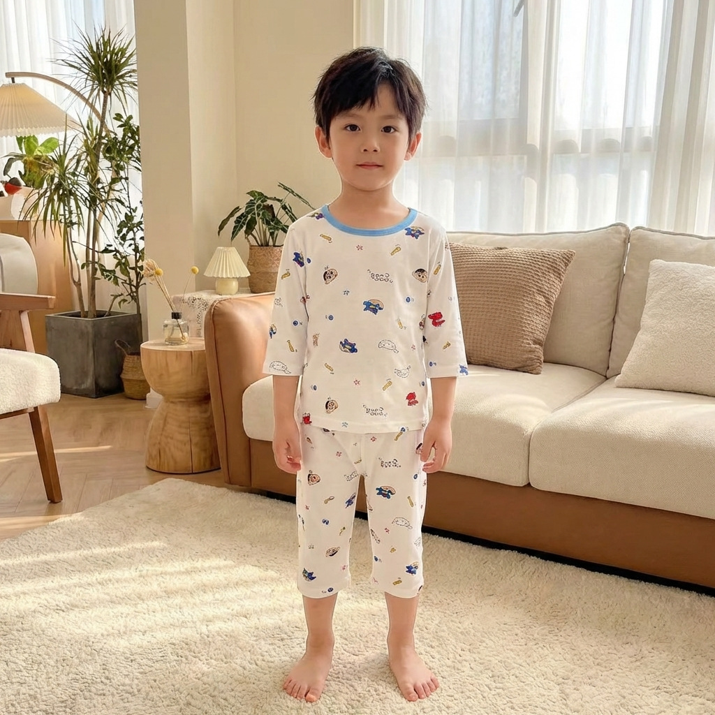 Pijamas para niños verano estilo fino Yasser niño manga tres cuartos encaje bebé aire acondicionado ropa traje de servicio a domicilio para niñas