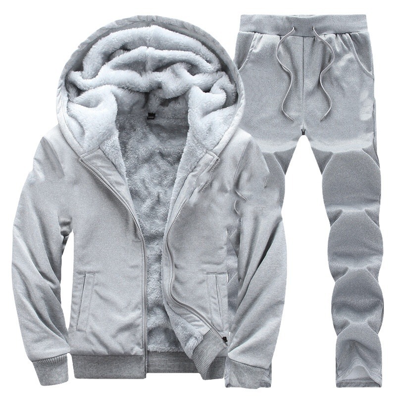 Comercio exterior Amazonas invierno trajes deportivos para hombres con cremallera de lana sólida Cardigan con chaqueta con capuz para hombres