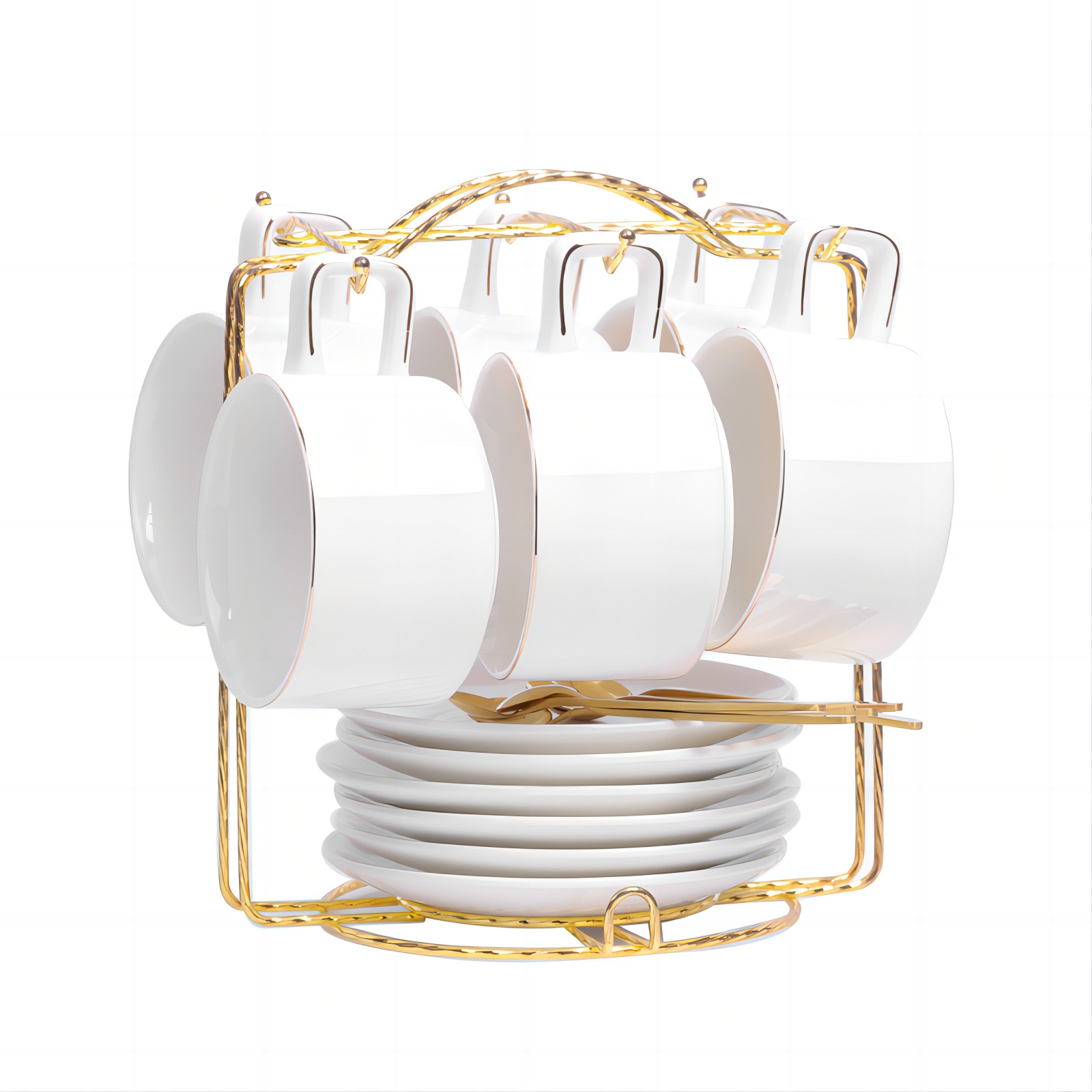 Pintura de oro Estilo nórdico cerámica taza de café y platillo traje hogar taza de leche Oficina desayuno taza mano regalo al por mayor