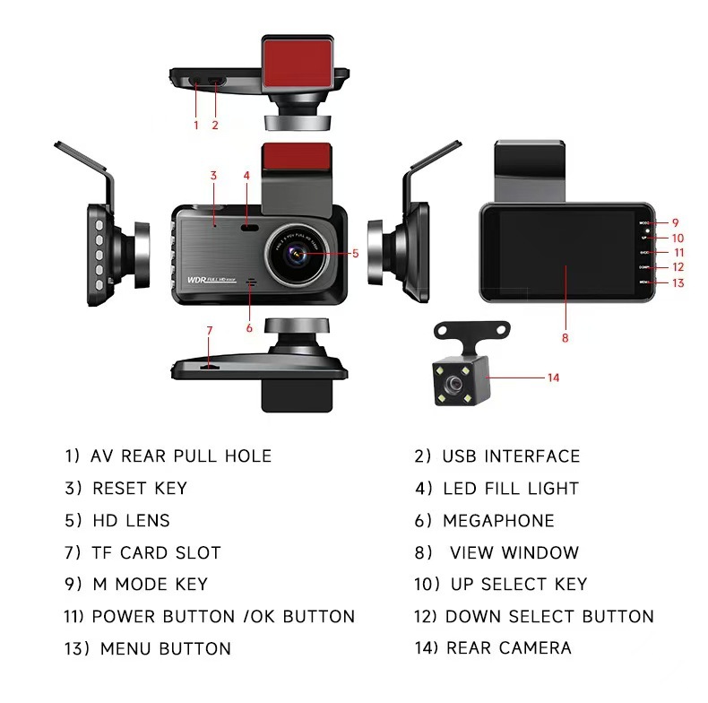 Cross-Border Private Model Driving Recorder 4inch Dashcam 1080P High-Definition Night Vision Wifi Inter-Connected Car Recorder