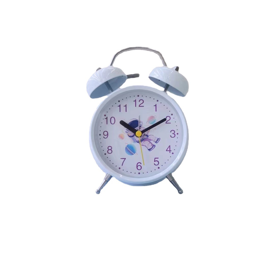 La decoración directa de la cabecera del reloj de alarma del astronauta simple claro de la fábrica 4-inch puede ser hora fija con el despertador ligero de la noche del estudiante