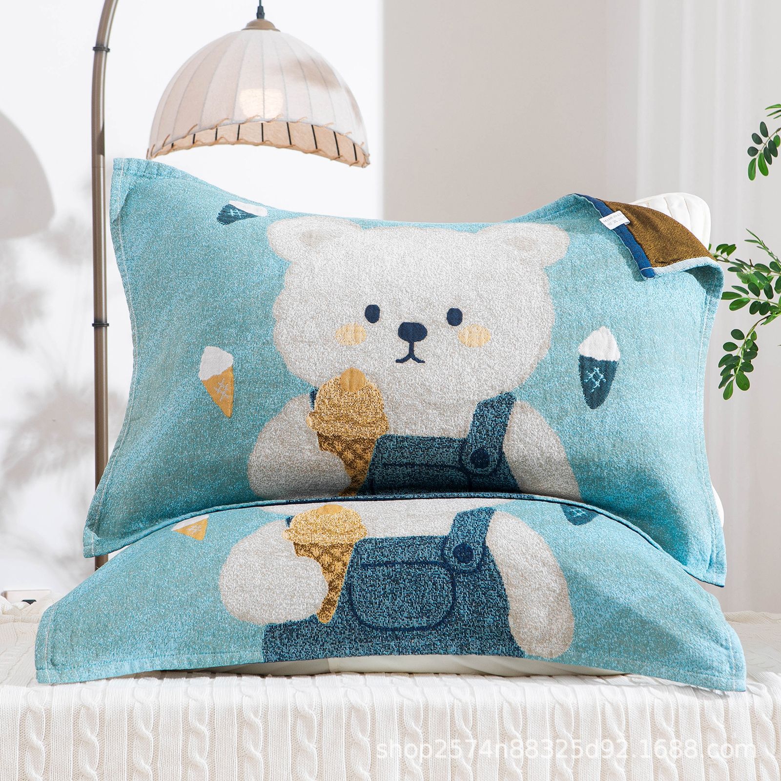 新款枕巾纯棉美拉德色系轻奢极简a类全棉纱布枕头巾卡通成人枕巾