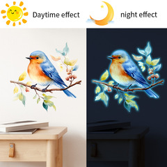 Cartoon Branch Bird Night Light Sticker for Refrigerator, Toilet, Switch, Home Decor Wall Sticker, Self-Adhesive Wholesale
