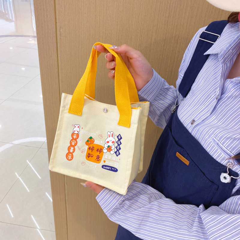 新品キャンバスバッグ柿如意ハンドバッグ小方バッグおしゃれカジュアル可爱いお弁当バッグハンドバッグハンドバッグ|undefined