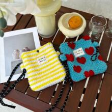 新款毛绒彩虹波点可爱小包网红同款豹纹粉色单肩斜挎包随身收纳袋