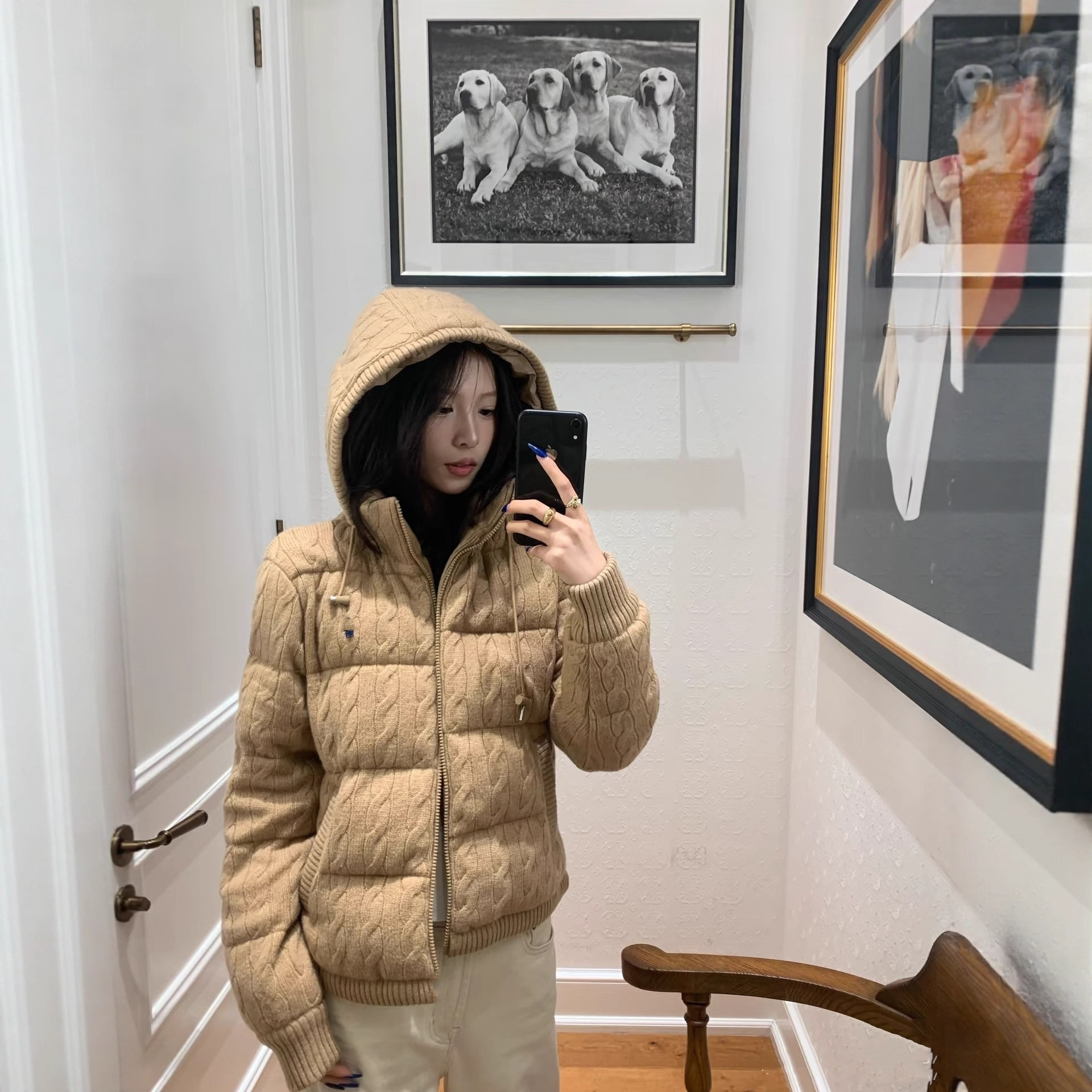 High-Quality In-Stock Rl 2025 New Women's Vintage-Style Knitted Patchwork down Jacket Coat