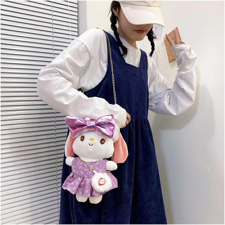 Cartoon Cute Plush Girl Doll One-shoulder Messenger Chain Small Bag display picture 8