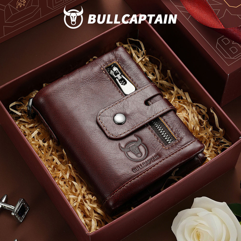 Captain Niu Men's Genuine Leather Mobile Phone Holder Wallet Multifunctional Anti-theft Chain for Husband and Boys Birthday Gift Gift Box