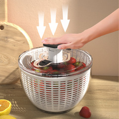 Press-type vegetable dehydrator, household salad spinner, manual fruit and vegetable drain basket, transparent dehydrator
