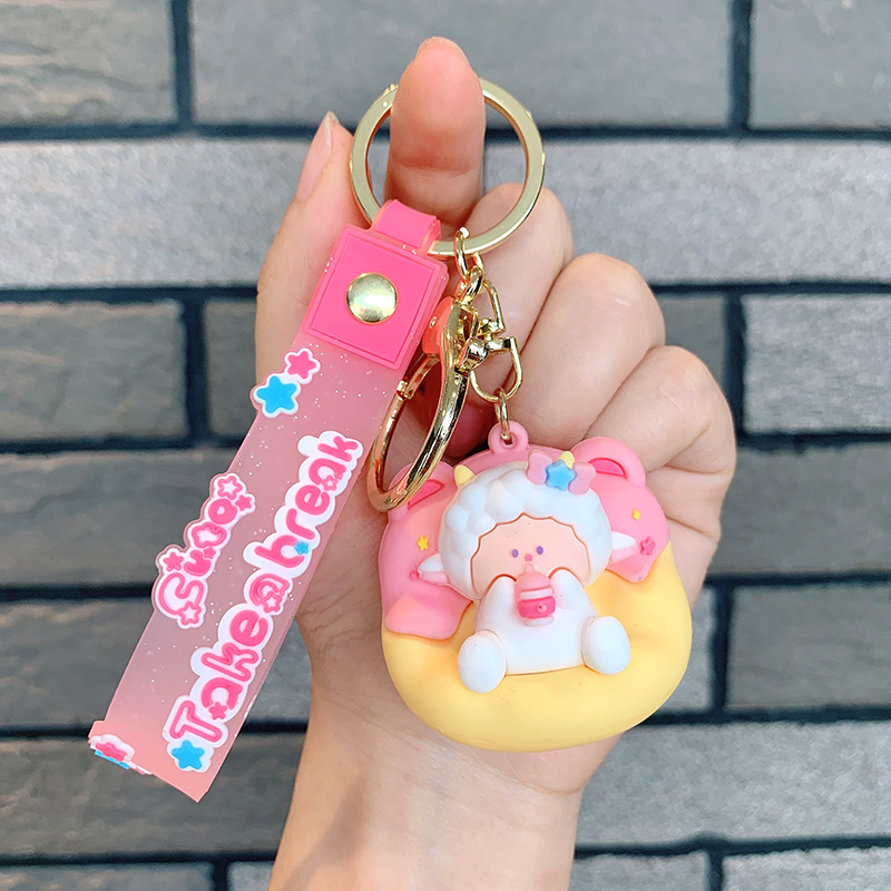 Sofá pequeño animal llavero Panda muñeca colgante bolsa de coche colgante pequeño regalo llavero oveja Silicona