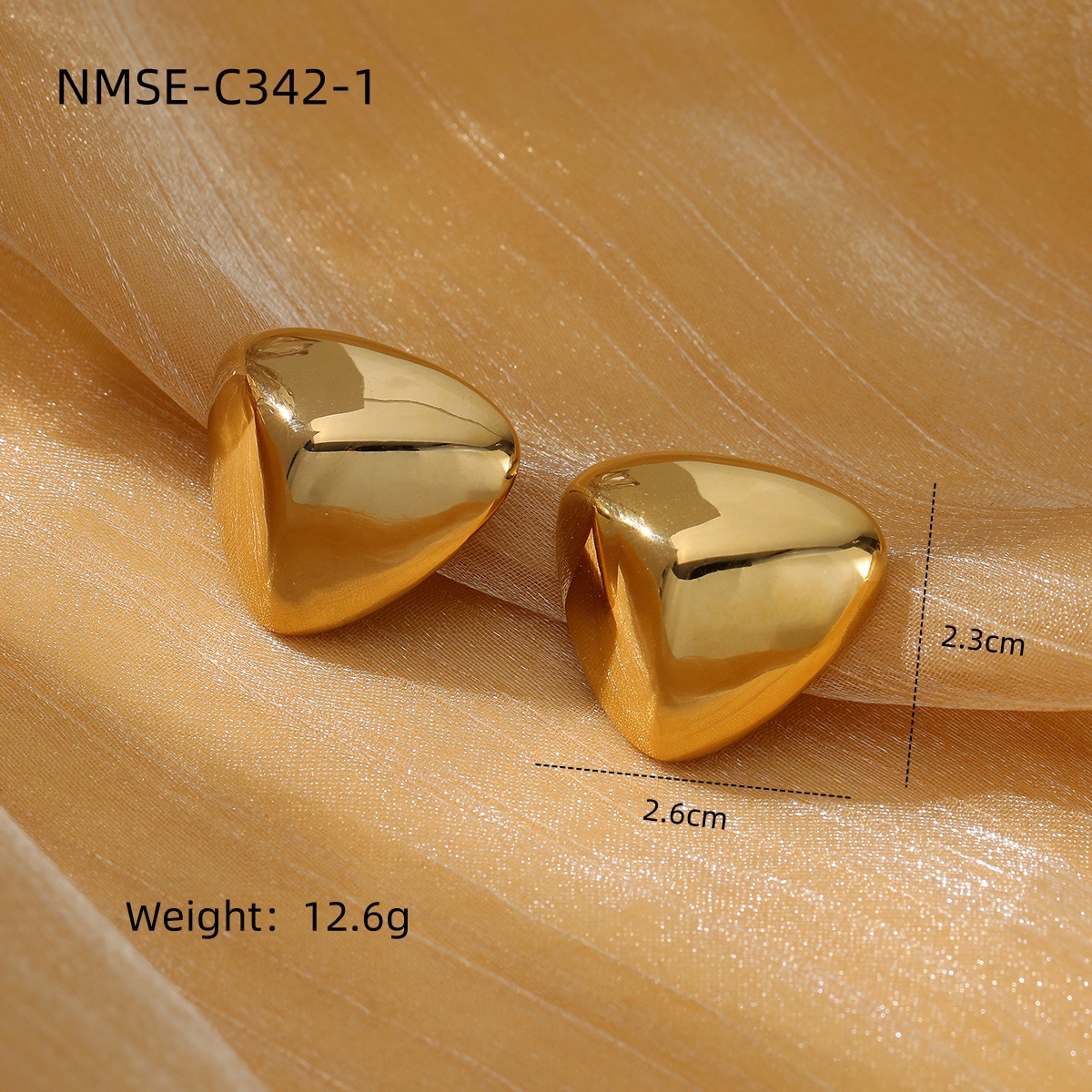 1 Pair Lady Heart Shape Plating 304 Stainless Steel 18K Gold Plated Earrings display picture 3