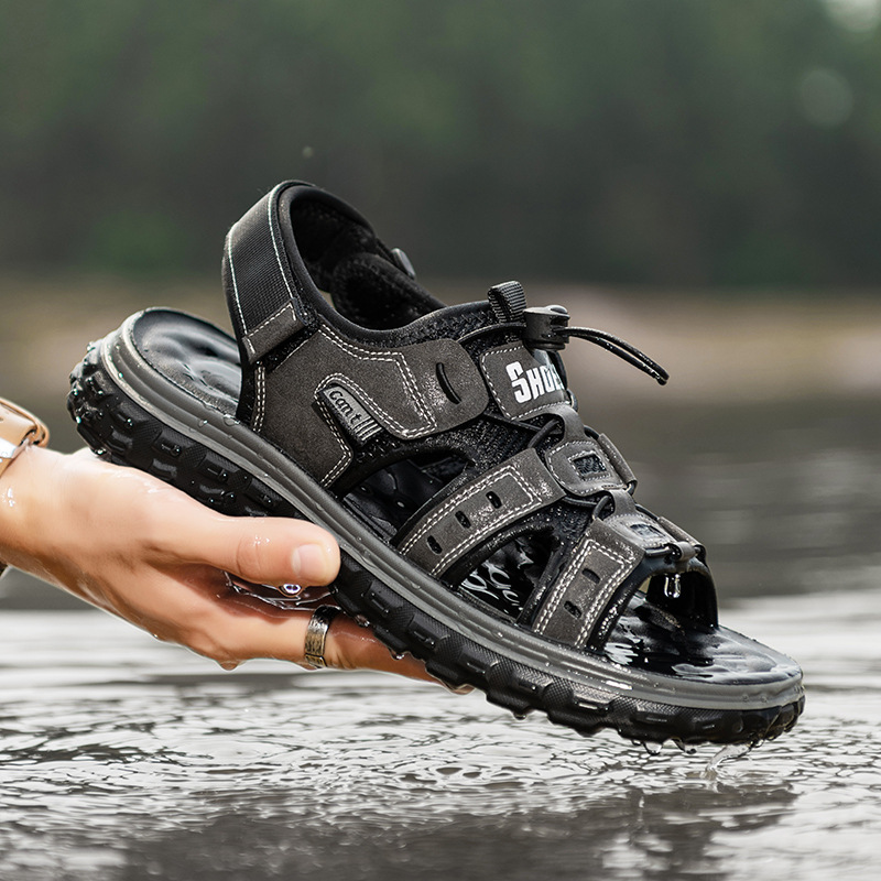 2024 새로운 남성 야외 스포츠 샌들 여름 통기성 경량 샌들과 슬리퍼 캐주얼 비치 슈즈 남성 신발