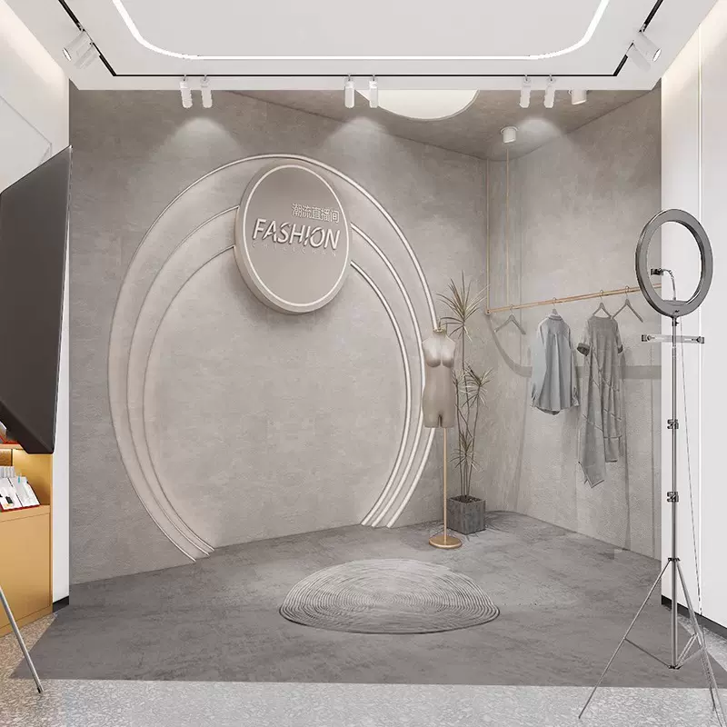 网红直播间背景墙3d立体壁纸女装衣服壁画女主播服装店磁吸uv墙纸