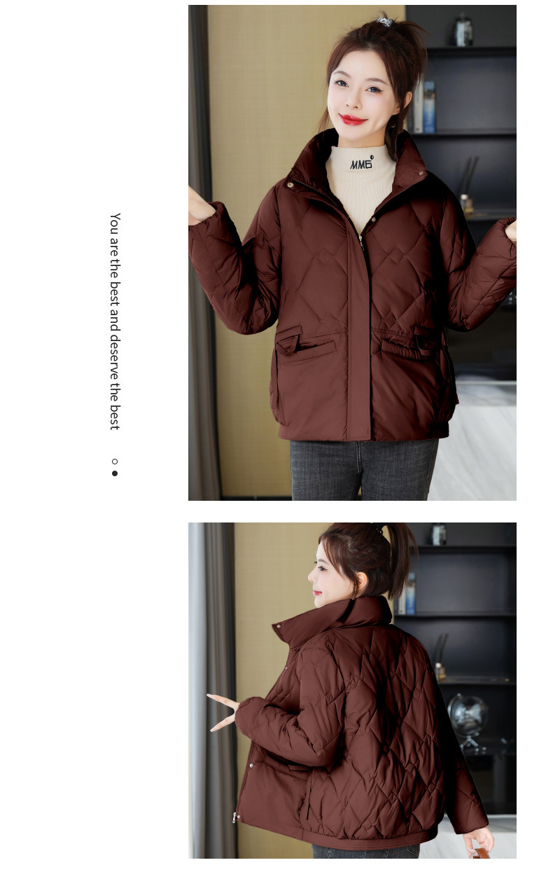 Kuerz Daunen-Baumwoll fir Fraen am Wanter 2024, Stehkragen, liicht a villfälteg, modesch lässeg, waarm a kuerz_voghion.com