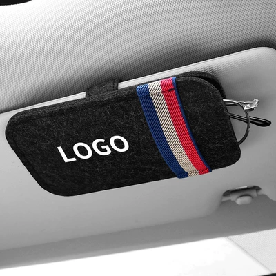 Car glasses case bag multifunctional glasses holder Bill Holder car creative sunshade glasses case bag can be customized LOGO (Car Glasses Clip/Bill Clip) - black-with-label