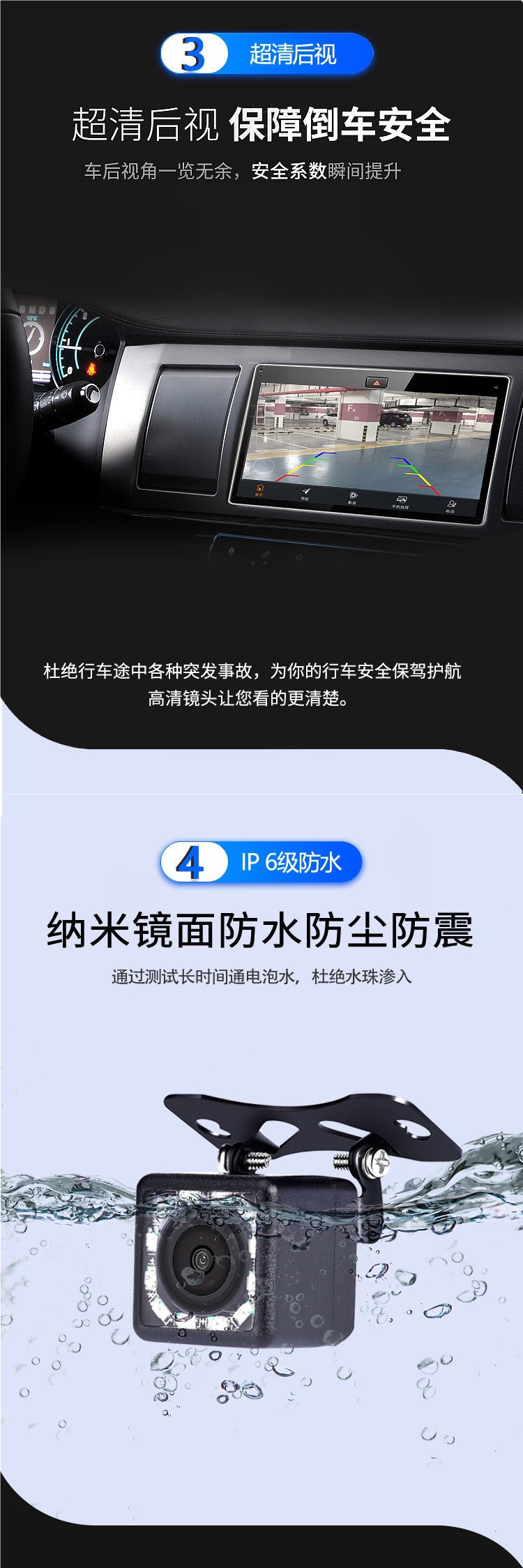 Car Rearview Camera Waterproof High-Definition Dvd Navigation 12V Car Reversing Image Ccd/Ahd Dedicated