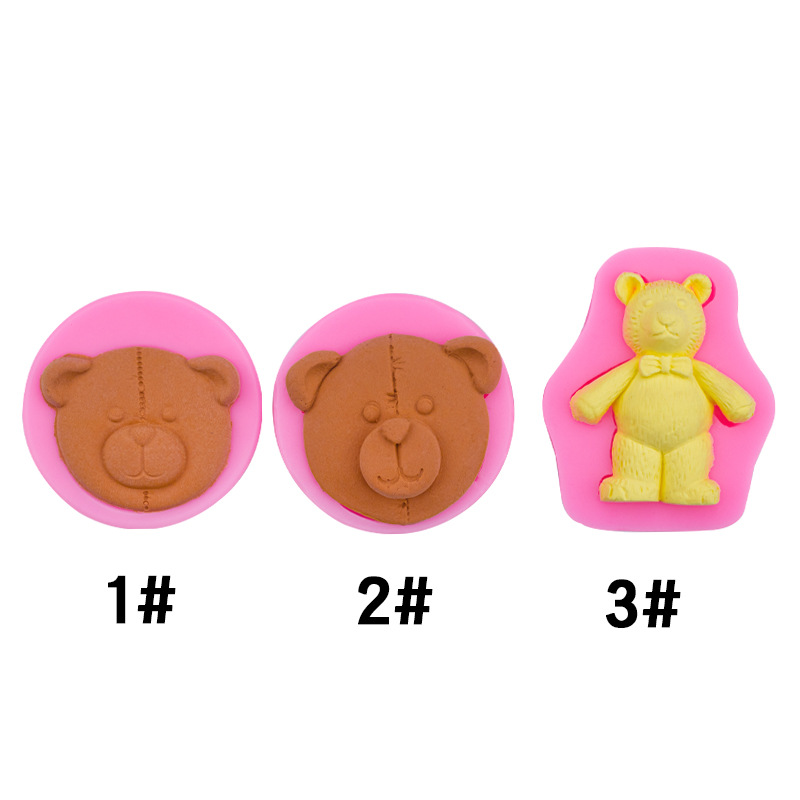 Oso lindo molde cara de dibujos animados molde de silicona DIY hecho a mano jabón molde de arcilla Fondant molde de pudín de chocolate