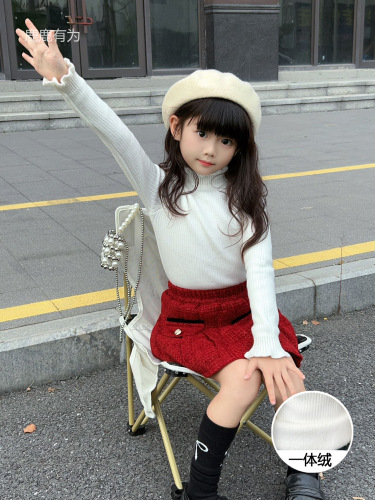 New Baby One-Piece Fleece Warm Base Knit Sweater Half Collar Children Fashion Knit Children's Topset Anti-Rip Thickened