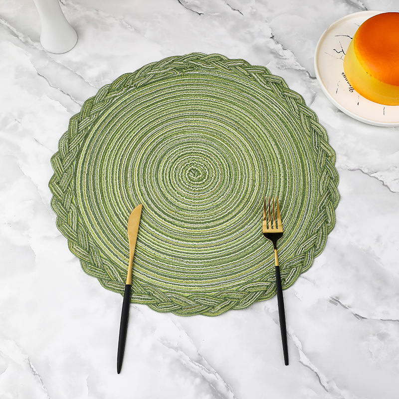 Añadir almohadilla de encaje de hilo de estilo nórdico rami trenzado almohadilla de encaje de algodón redondo almohadilla de mesa de comedor occidental almohadilla aislante de cubierta transfronteriza