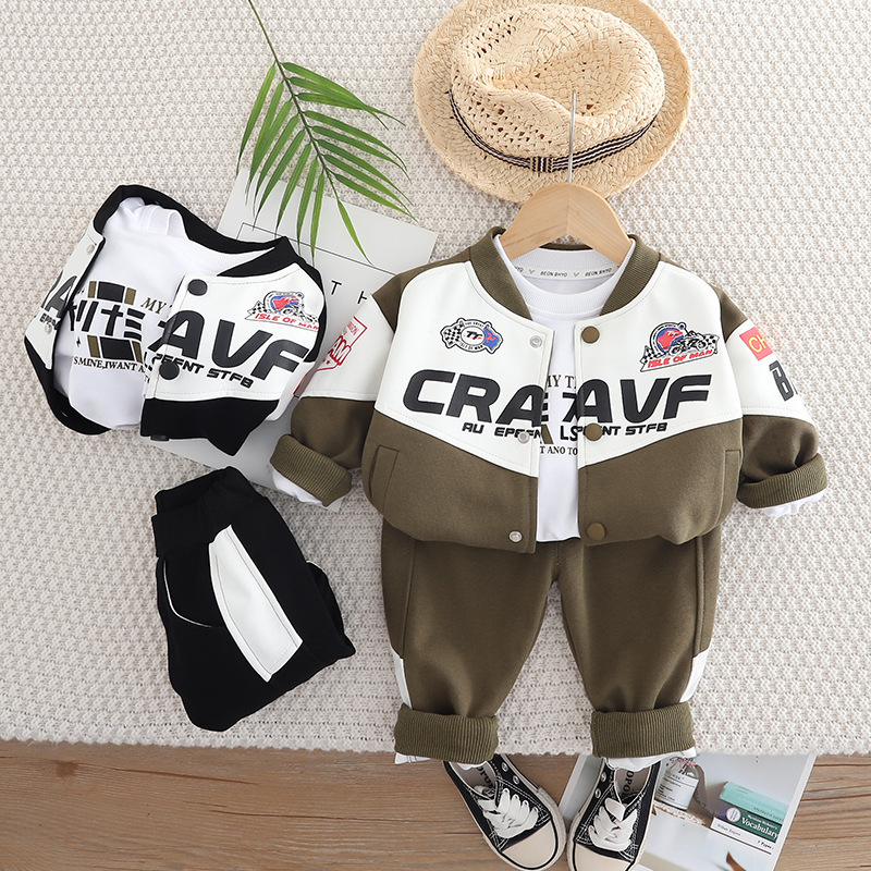 Spring baseball uniform for boys with a round collar