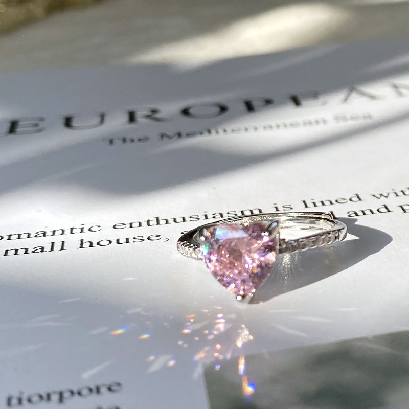 17g Weight Artificial Gemstones Inlay Material Open Ring Classification Commute Heart Shape Copper Inlay Artificial Gemstones Open Ring