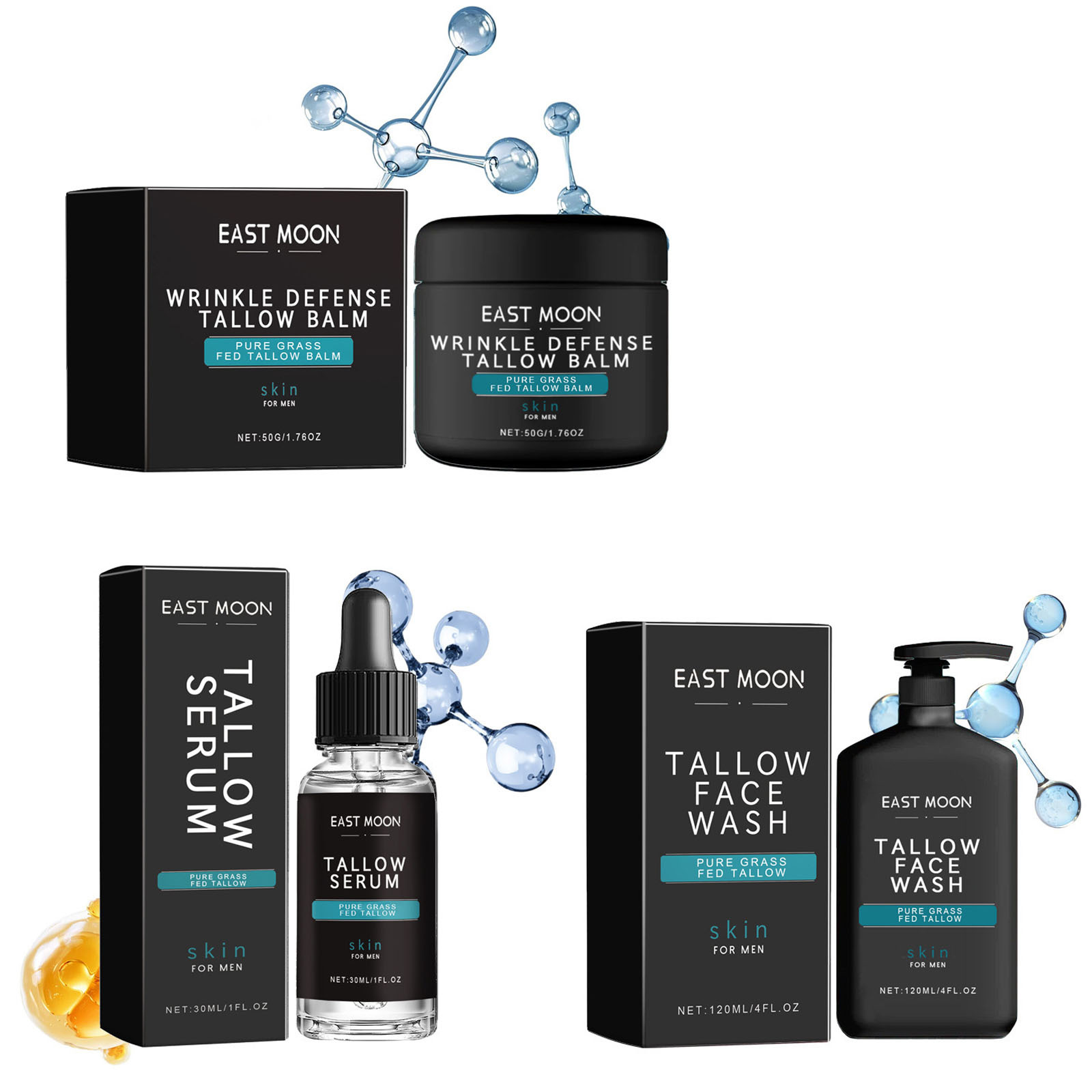 East Moon Men's Facial Set Moisturizing and Nourishing Facial Skin Gentle Cleansing and Nourishing Skin Care Set