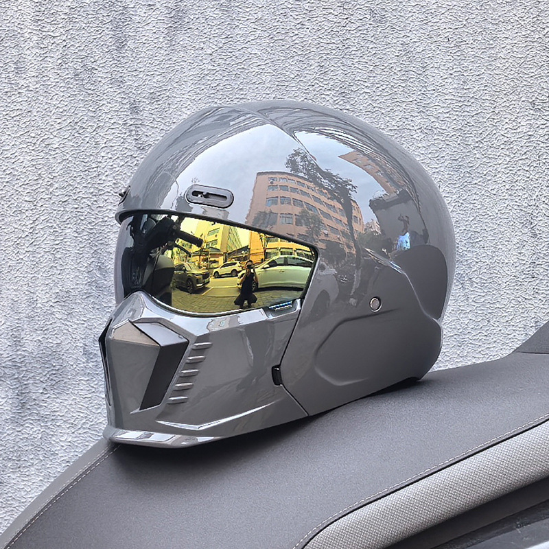 Casco de Motocicleta Retro Cruzado de Estilo Guerrero, Talla Grande, con Diseño de Escorpión, Ligero y Integral