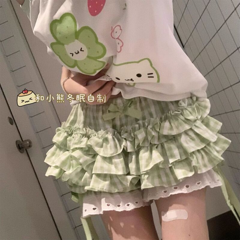 ツーピーススーツ 和風 かわいい 四つ葉のクローバー コントラストカラー オフショルダー 半袖トップス 夏 レースパンツ付き|undefined