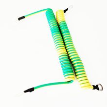 薦PU雙色單芯彈簧線雙色螺旋線2..5/4/6平方防靜電黃綠接地彈簧線