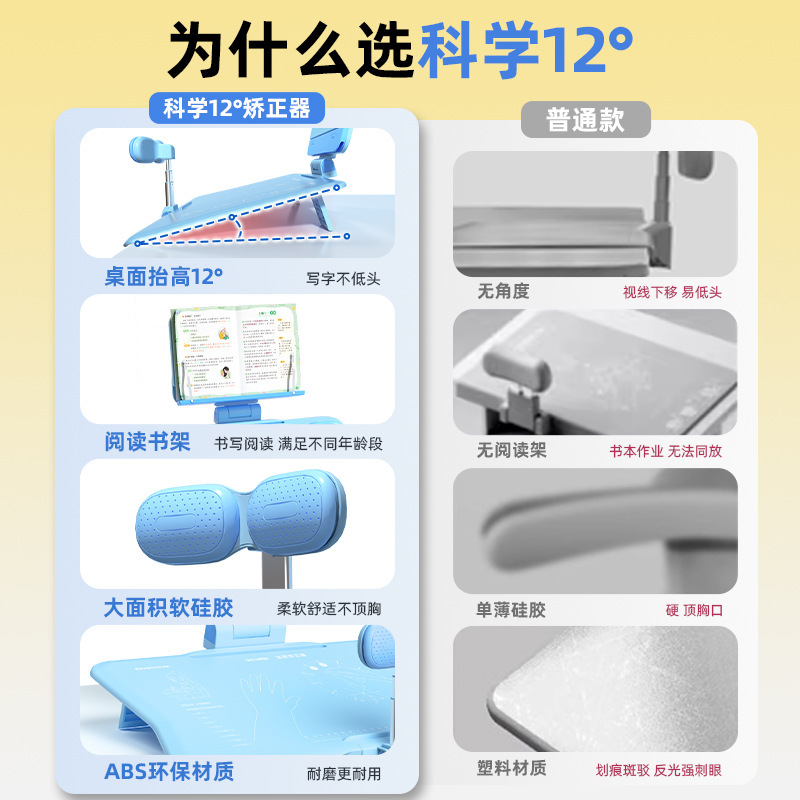 小学生向けの12度座り姿勢矯正読書スタンド、近視予防、姿勢矯正、頭の下がり防止デスクトップアーティファクト|undefined