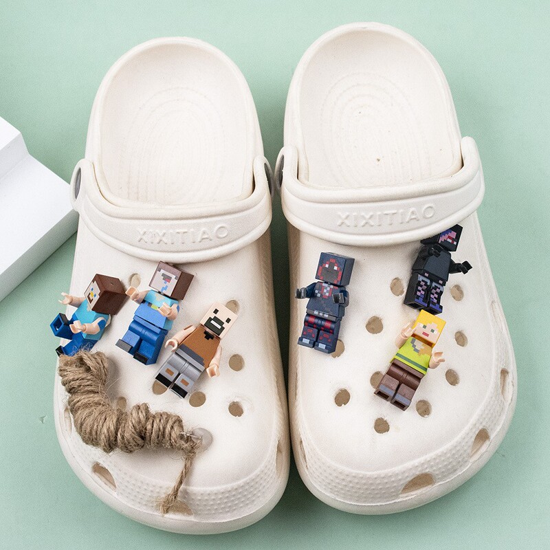 3D Creative Cartoon Lego Hole Shoes Robot Slippers Decorative Accessories Removable Shoe Buckle Diy Shoe Flower