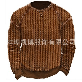 Men's pullover spring and autumn foreign trade plus size outdoor casual solid color top in stock