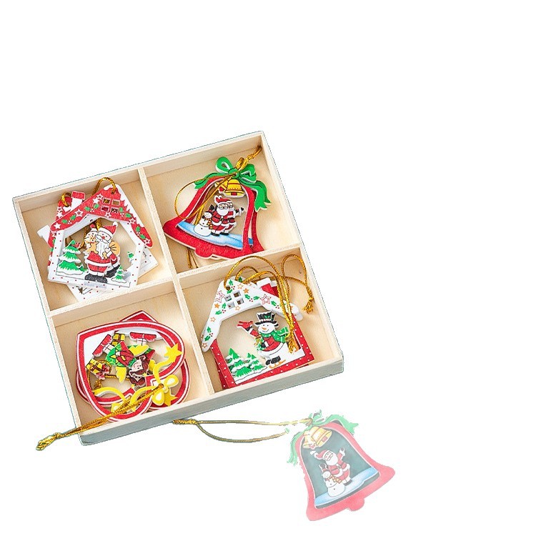 Adornos navideños de alta gama creativa de madera ins Nordic Christmas Tree copo de nieve Trojan Bell colgante pequeños adornos