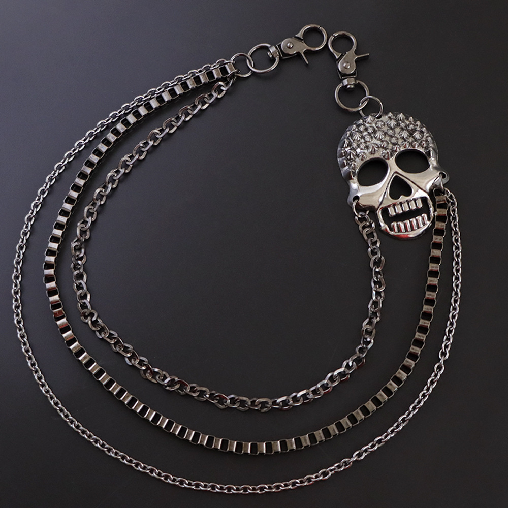 Men's Punk Multi-layer Chain Belt Metal Spike Hip Hop Accessory_voghion.com