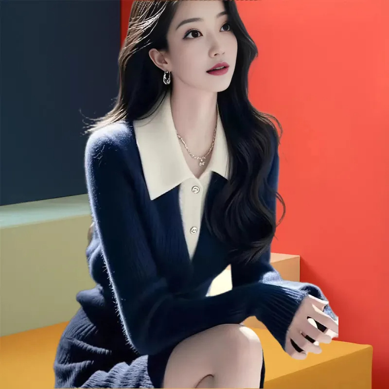 法式复古红色针织衫上衣女秋冬季新款时尚百搭洋气减龄长袖打底衫|undefined