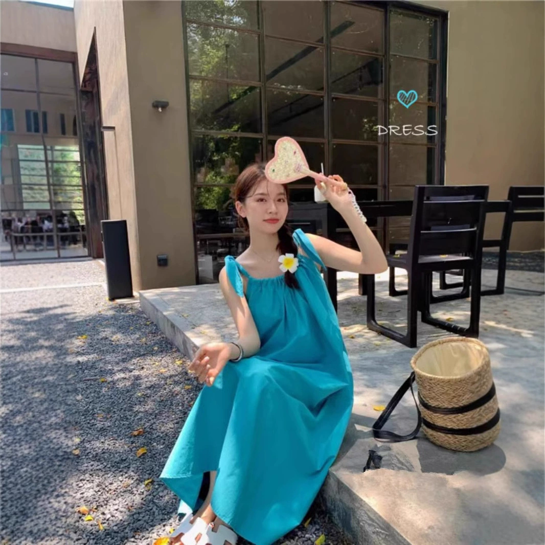 Трансграничный курортный ветер горячее платье платье на шнуровке платье женское весеннее и летнее темперамент рыхлое тонкое платье без рукавов