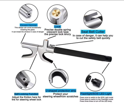 U-shaped lock, Car lock - with-light-with-cutter-with-broken-window-lock
