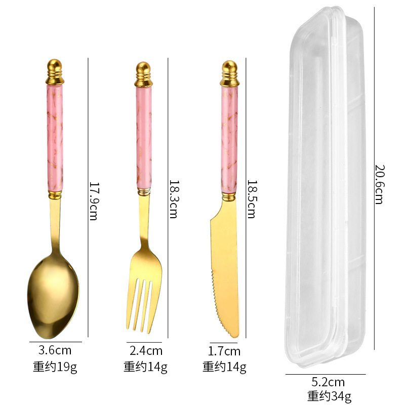 クロスボーダー食器ステンレス3点セット大理石模造セラミックシンプルナイフフォークスプーン洋食器セット|undefined