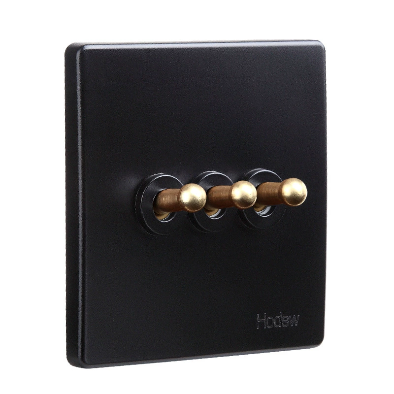Black retro switch key, wall light panel, antique power supply