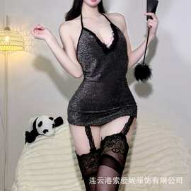 性感夜店小胸显大链条睡衣情趣内衣制服免脱床上诱惑战袍代发9668