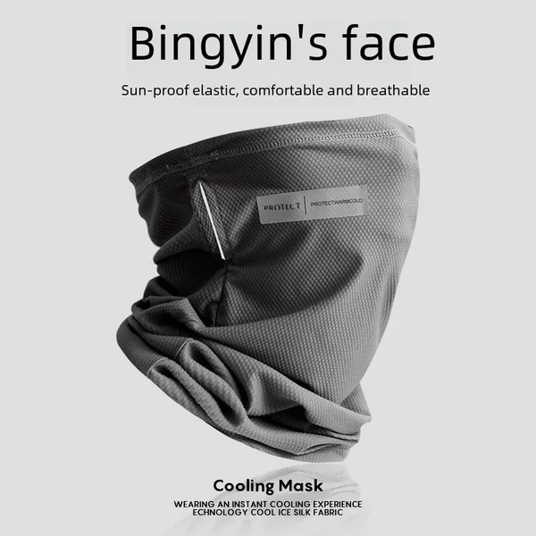 Ice Silk Riding Mask Men's Summer Outdoor Sunscreen Wind Sand Ear Hanging Hood Face Towel Neck Protection Scarf Set Spot