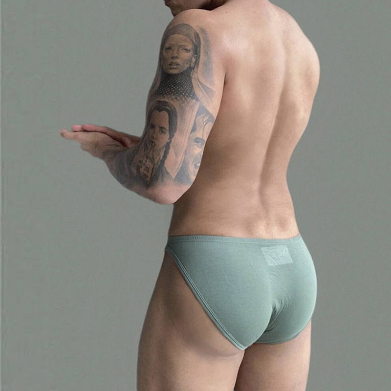 Trendy Sexy Men's Briefs Modal Solid Color Low Waist Excitation Bump Bag Bikini Hip Solid Color Inner Pants