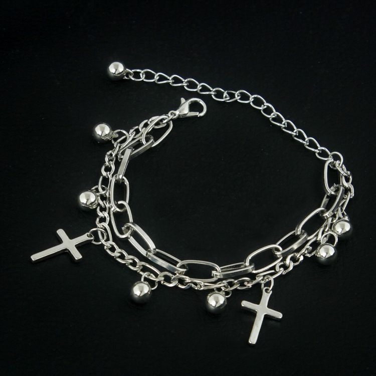 Dark style cross double-layer bracelet retro student personality simple men and women trendy ins street fashion bracelet