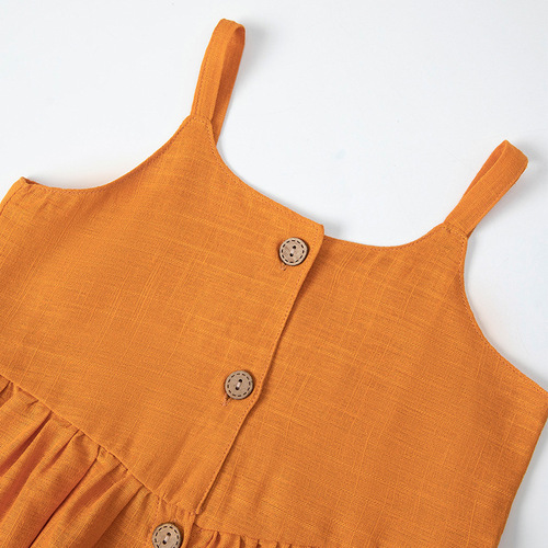 Amazon 2024 Summer New Kids' Clothing Korean Style Girls' Baby Toddler Cotton Linen Tank Dress Wholesale